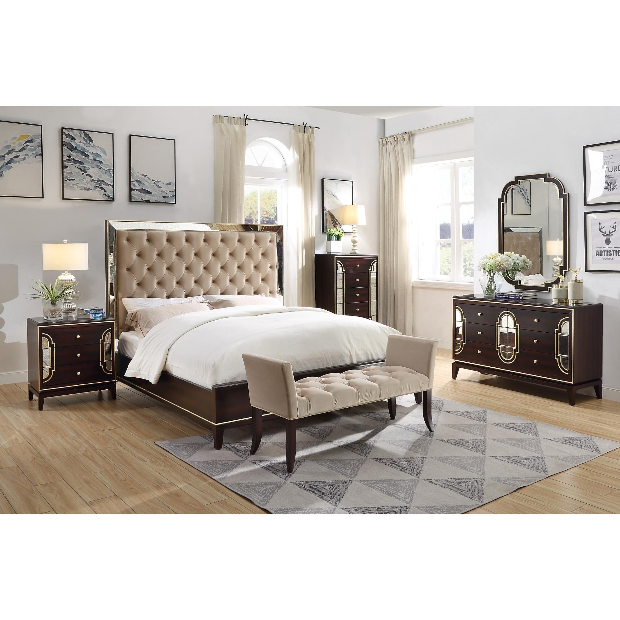 4pc King Bed Frame Bedroom Suite Timber Bedside Tallboy Package Set