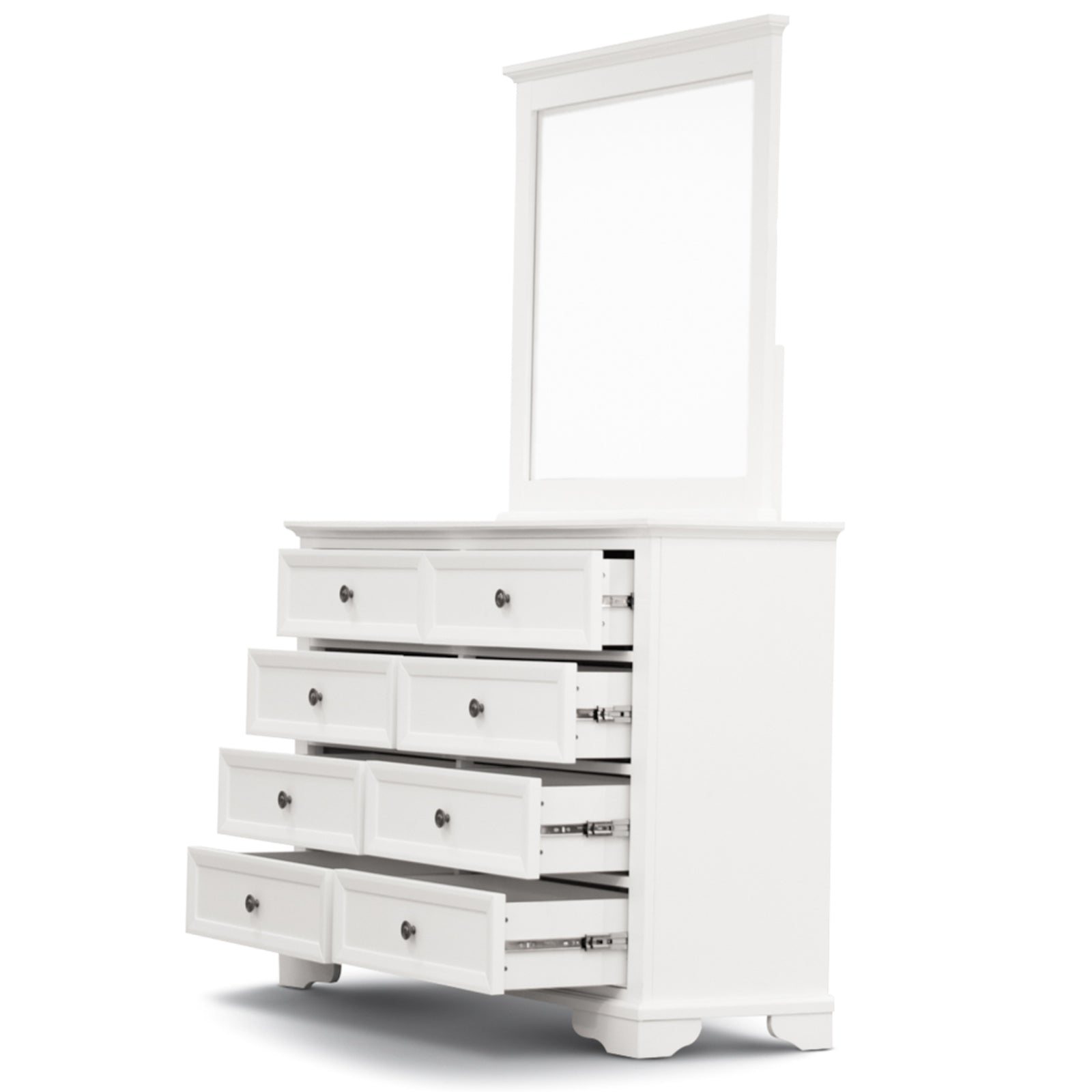 4pc Bedside Dresser Mirror Bedroom Chest of Drawers Set Cabinet - White