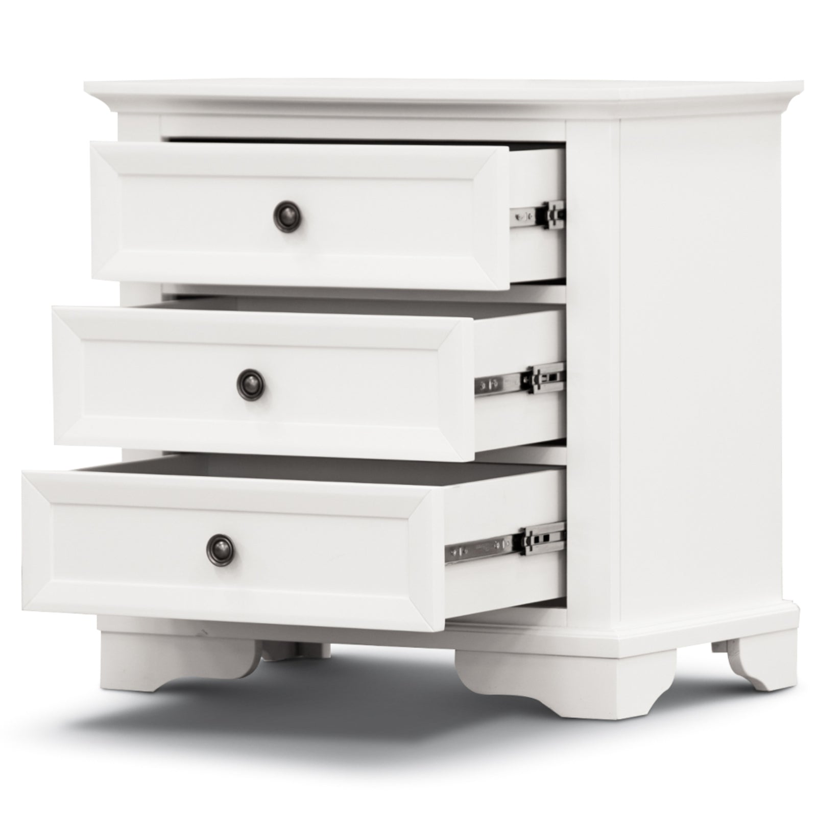 3 Drawers Bedside Table Set of 2pcs - Storage Cabinet Nightstand - White