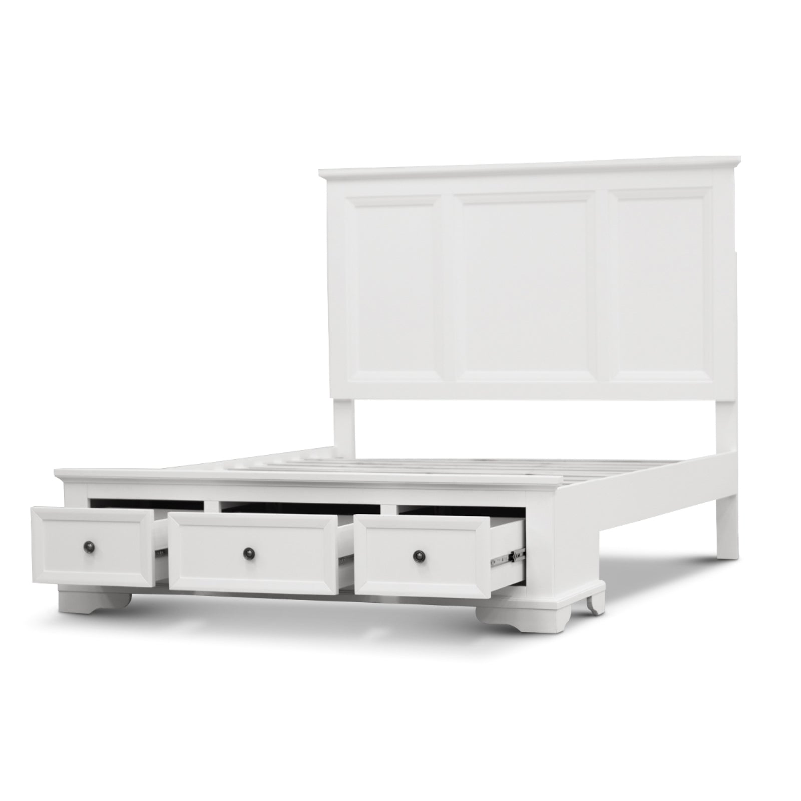 4pc King Bed Frame Bedroom Suite Timber Bedside Tallboy Package - White