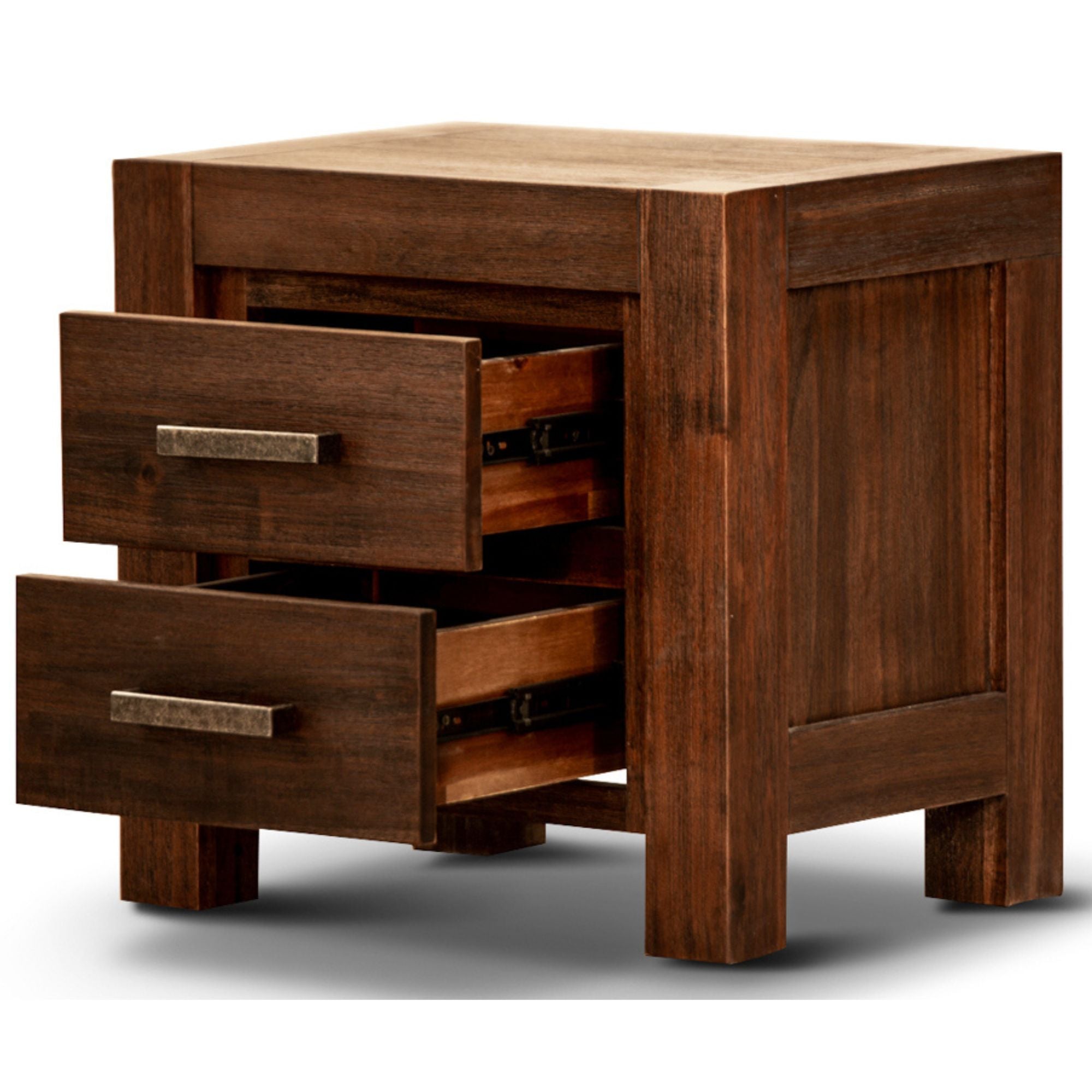 4pc King Bed Frame Suite Bedside Tallboy Furniture Package - Walnut