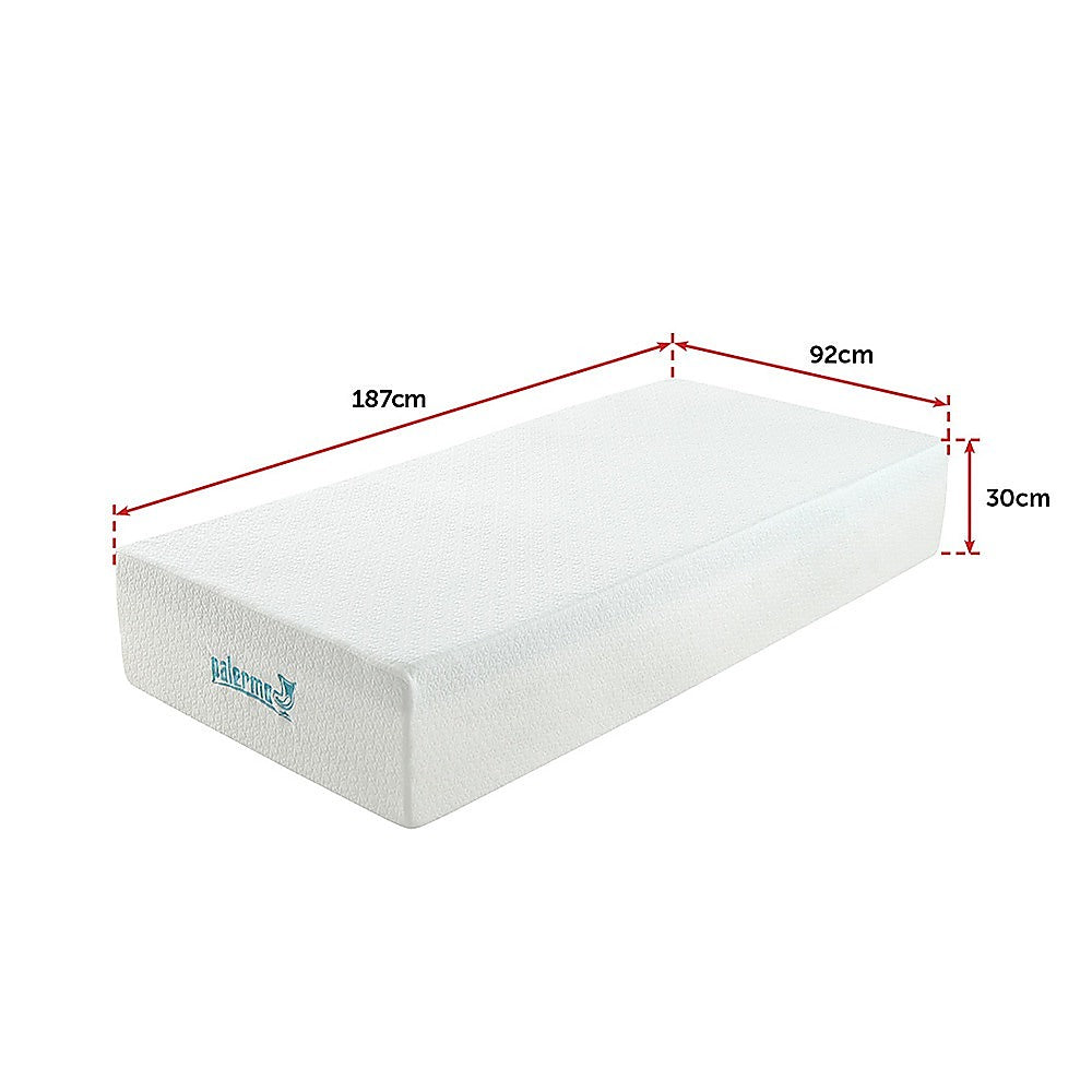 Kairos 30cm Mattress Memory Foam Green Tea Infused - Single
