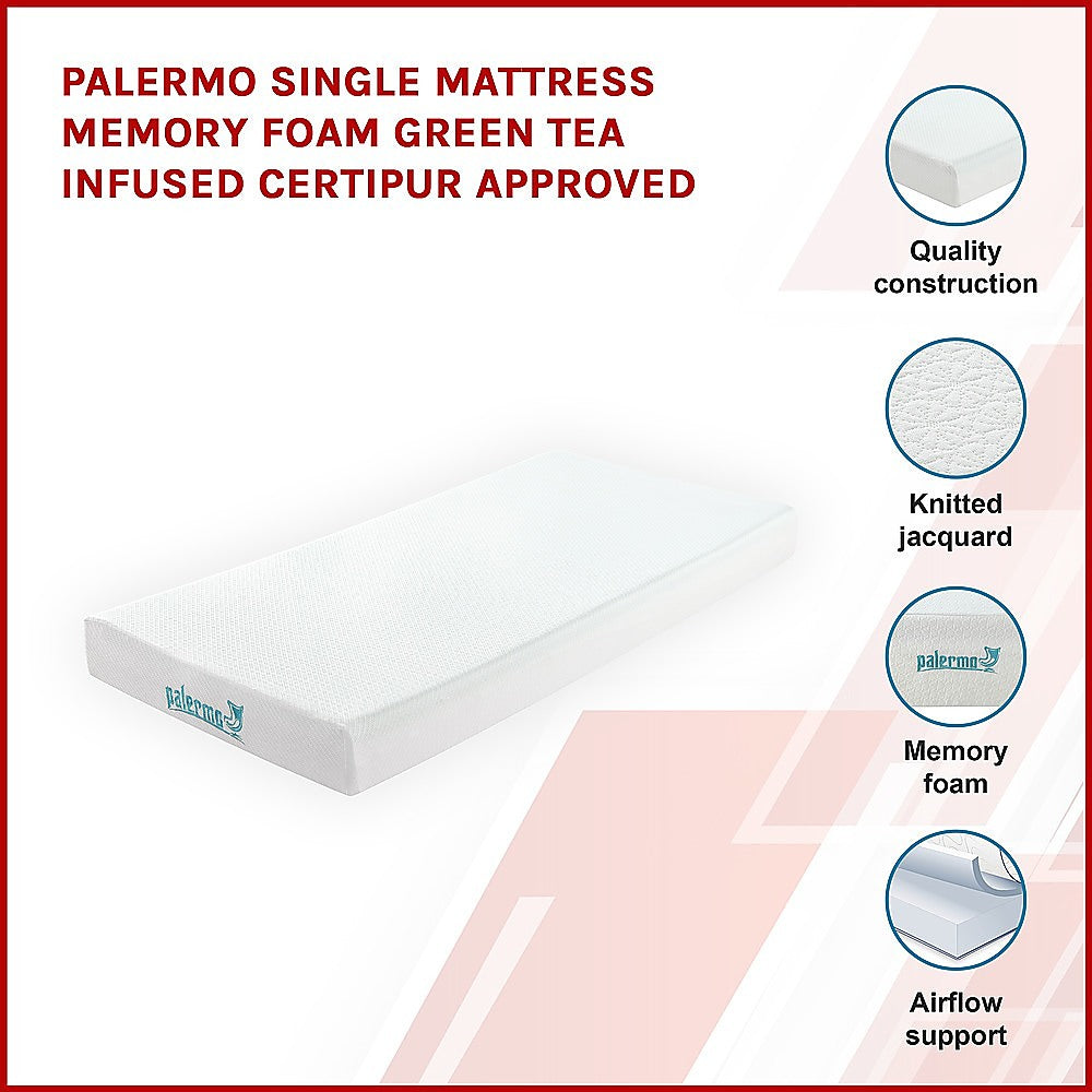Kairos 30cm Mattress Memory Foam Green Tea Infused - Single