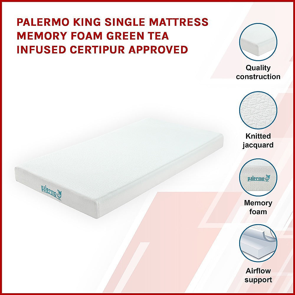 Kairos 15.25cm Mattress Memory Foam Green Tea Infused - King Single