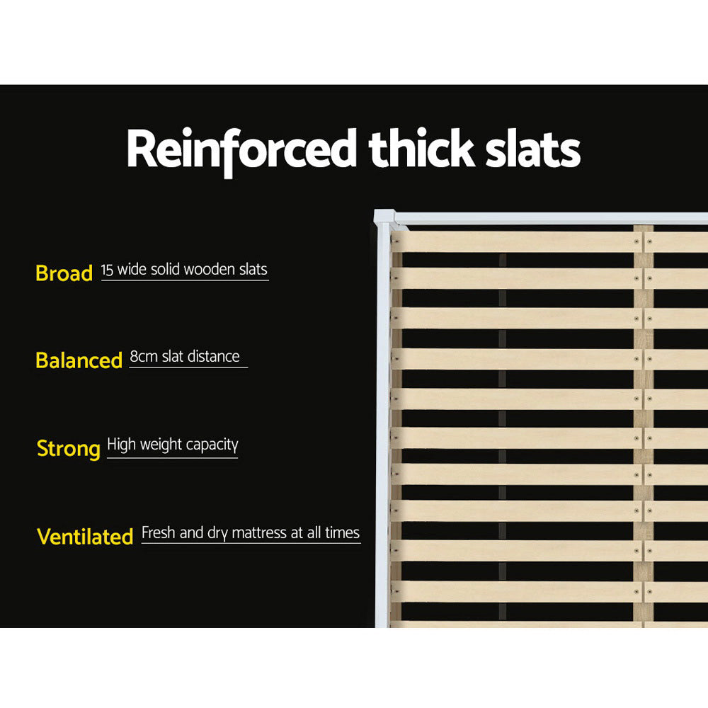 Comforstation LEXI Double Size White Wooden Bed Frame