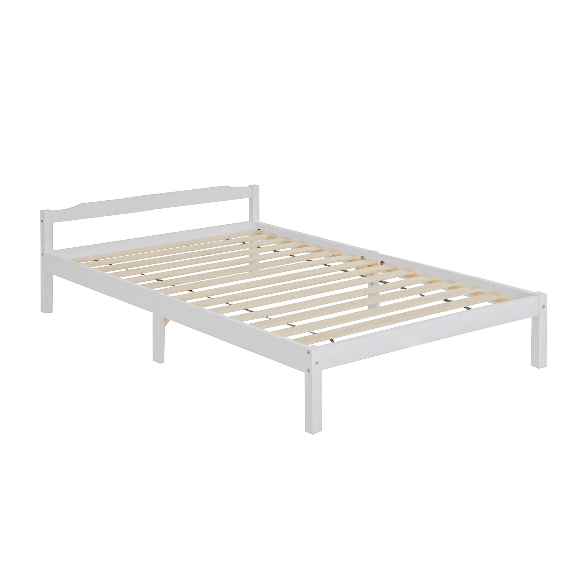 Comforstation LEXI Double Size White Wooden Bed Frame