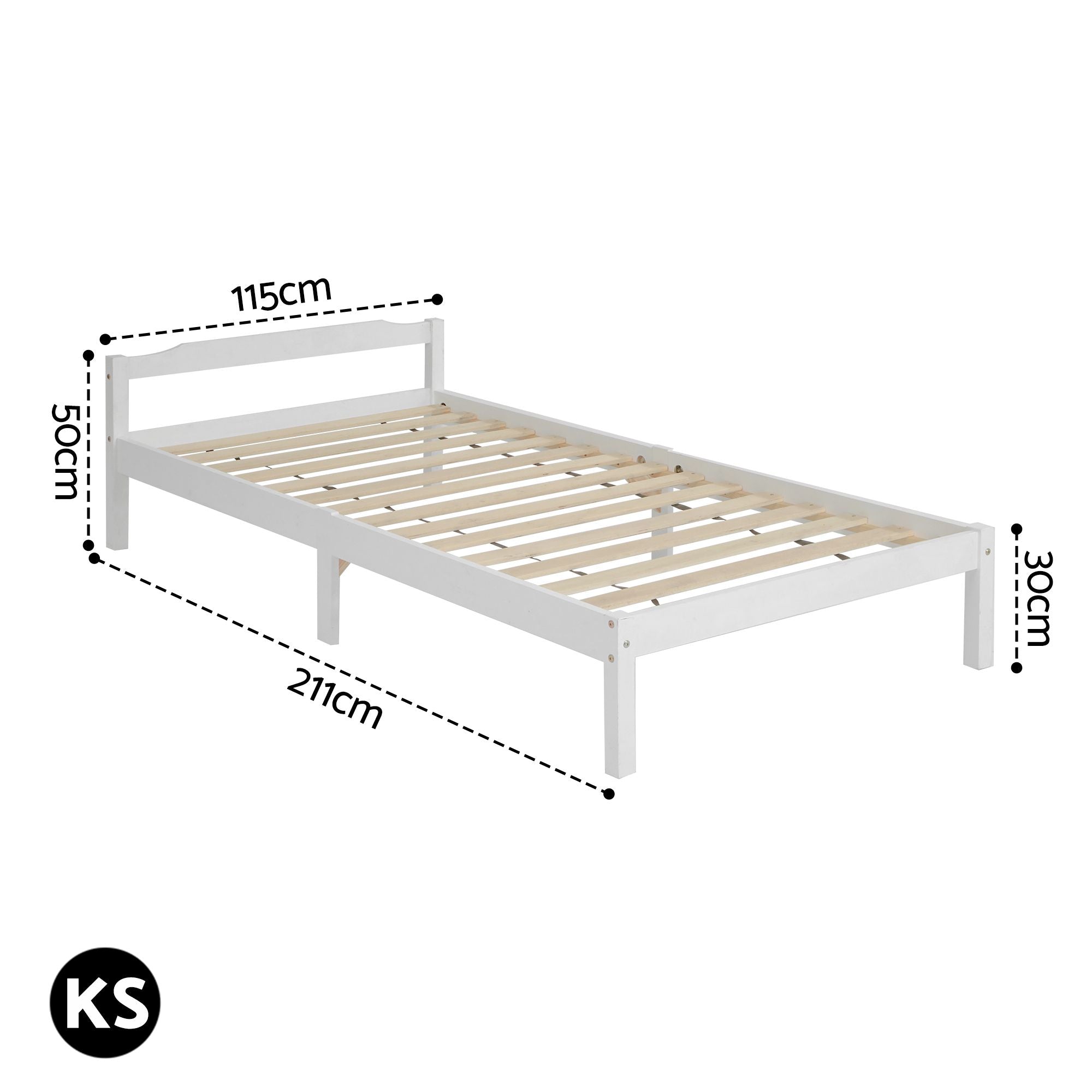 Comforstation LEXI King Single Wooden Bed Frame in White