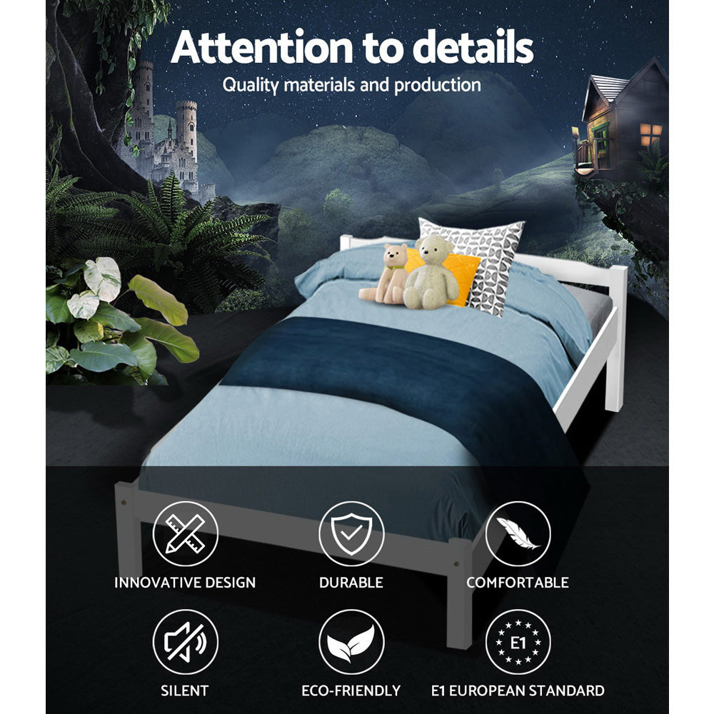 Comforstation LEXI King Single Wooden Bed Frame in White