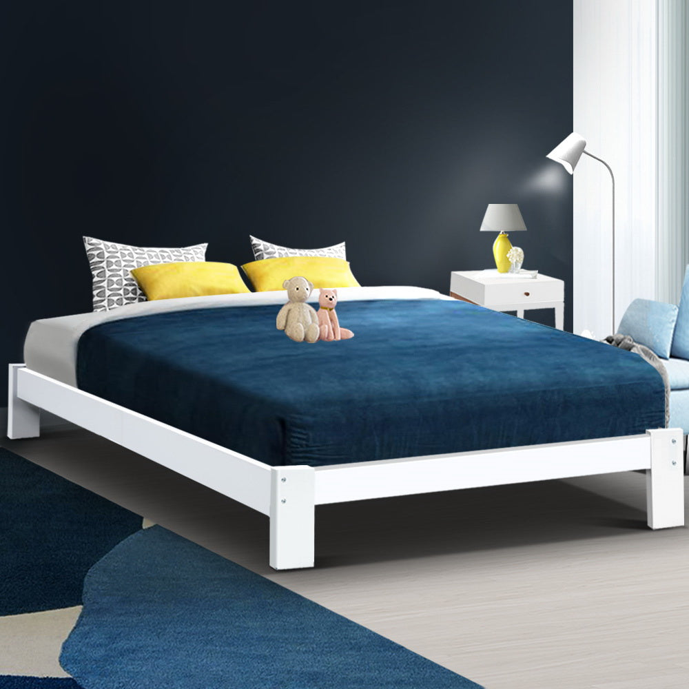 Comforstation Jade Double Bed Frame - White Pine Wood
