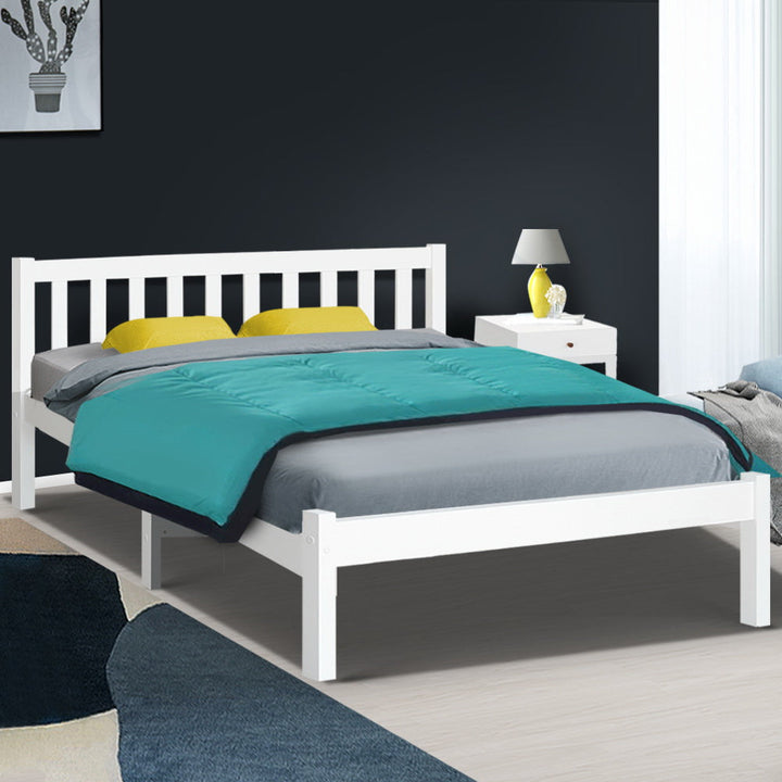 Comforstation Sofie Double Size Wooden Bed Frame - White