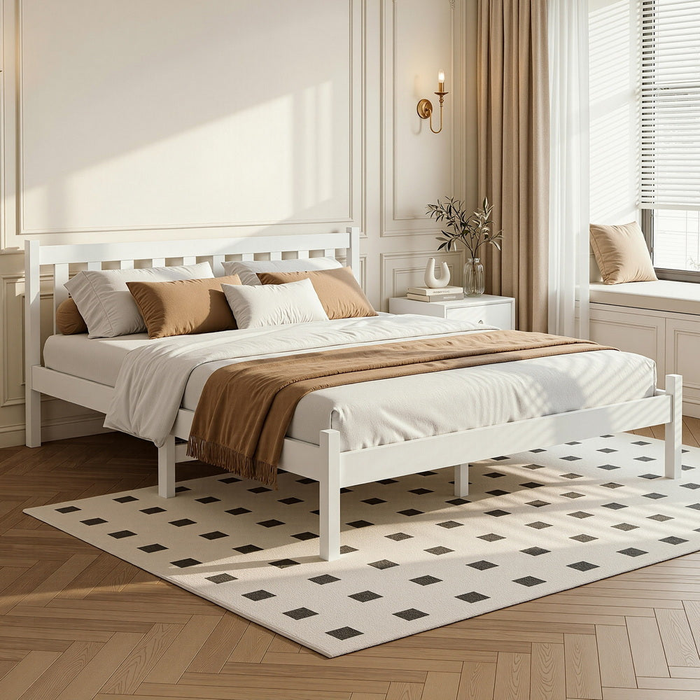 Comforstation Sofie Double Size Wooden Bed Frame - White