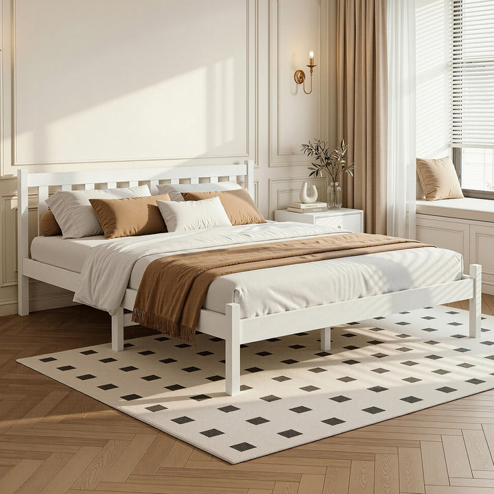 Comforstation Sofie Double Size Wooden Bed Frame - White