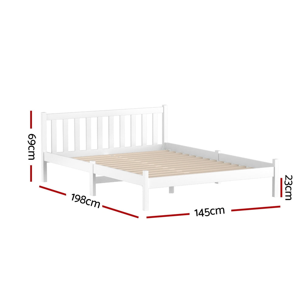 Comforstation Sofie Double Size Wooden Bed Frame - White