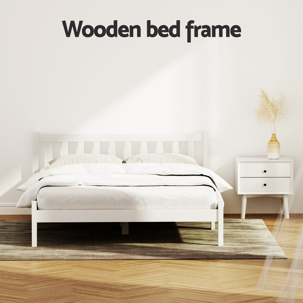 Comforstation Sofie Double Size Wooden Bed Frame - White