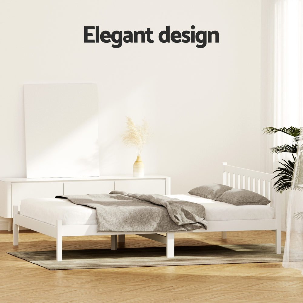 Comforstation Sofie Double Size Wooden Bed Frame - White