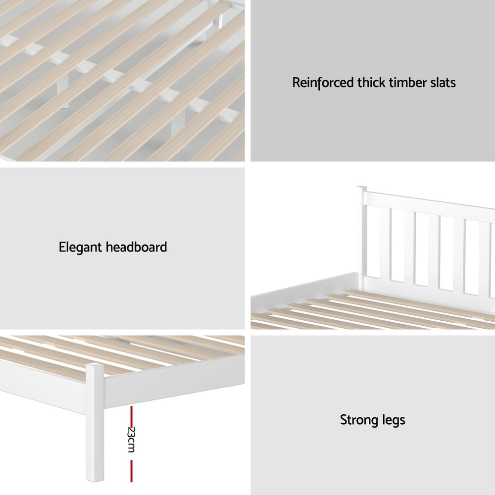 Comforstation Sofie Double Size Wooden Bed Frame - White