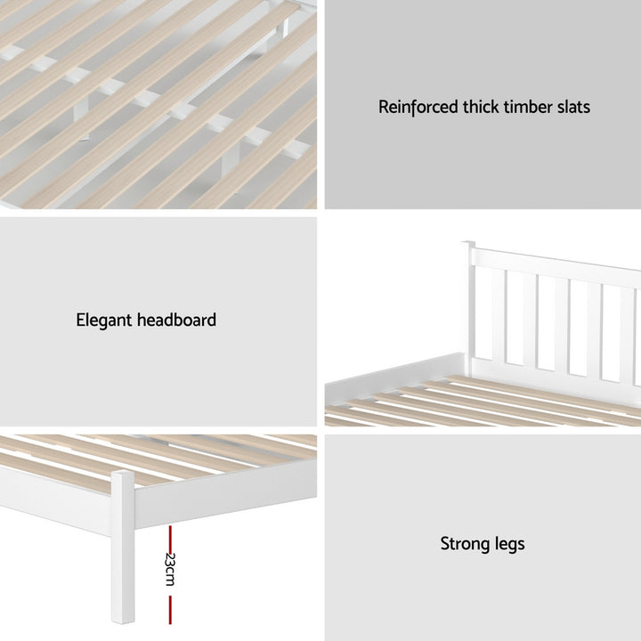 Comforstation Sofie Double Size Wooden Bed Frame - White