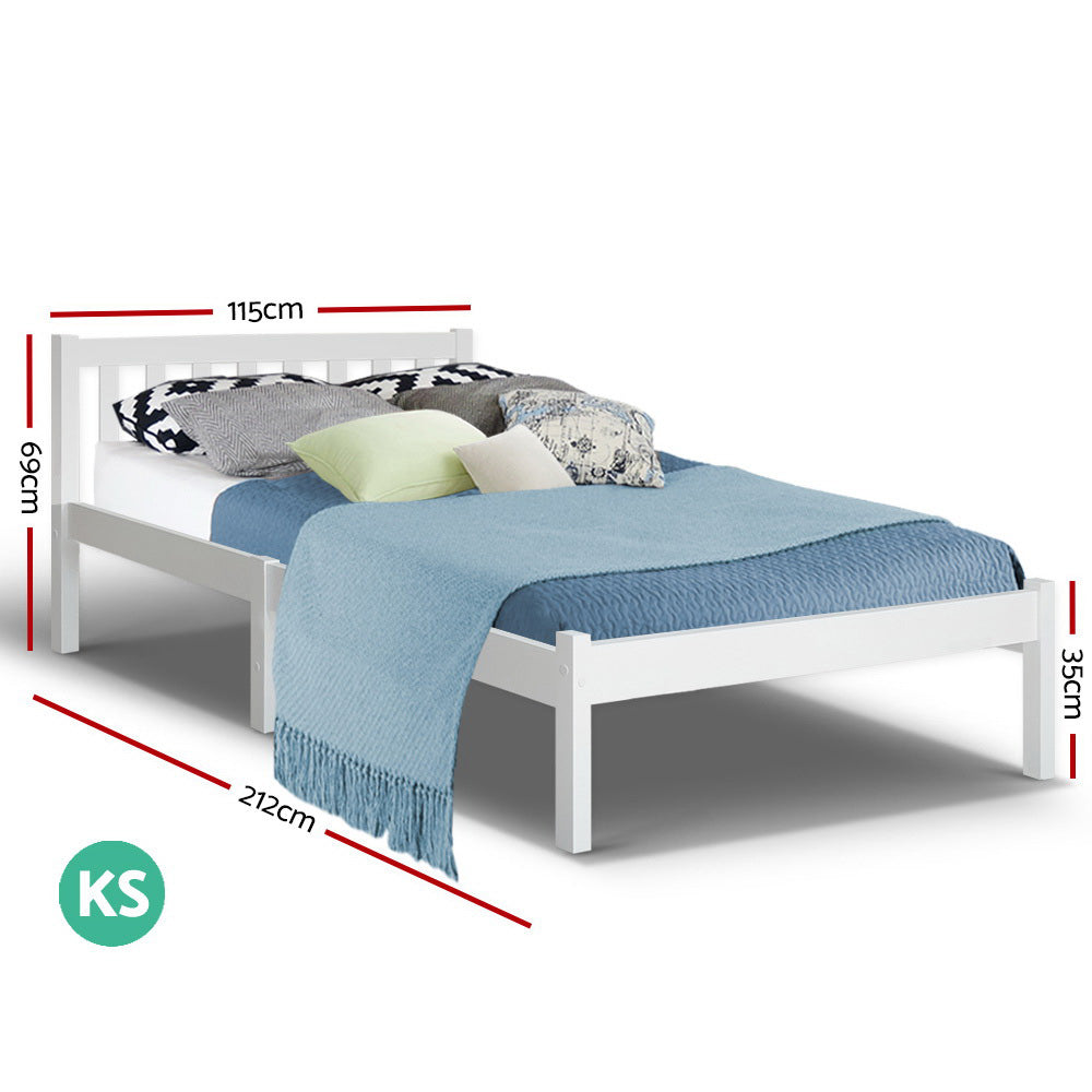 Comforstation Sofie King Single Wooden Bed Frame in White