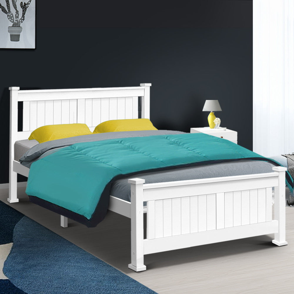 Comforstation Double Wooden Bed Frame in White