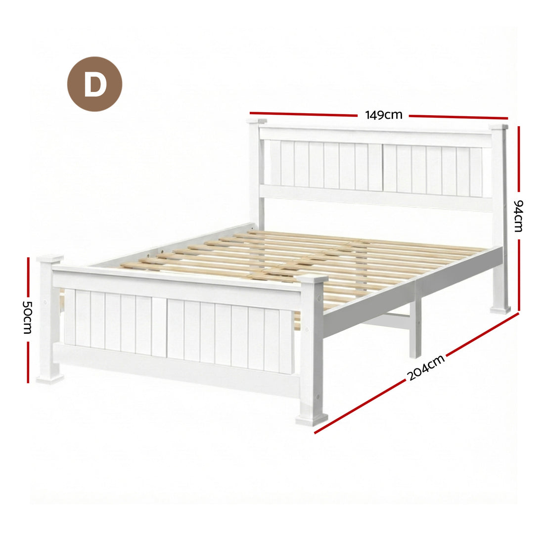 Comforstation Double Wooden Bed Frame in White