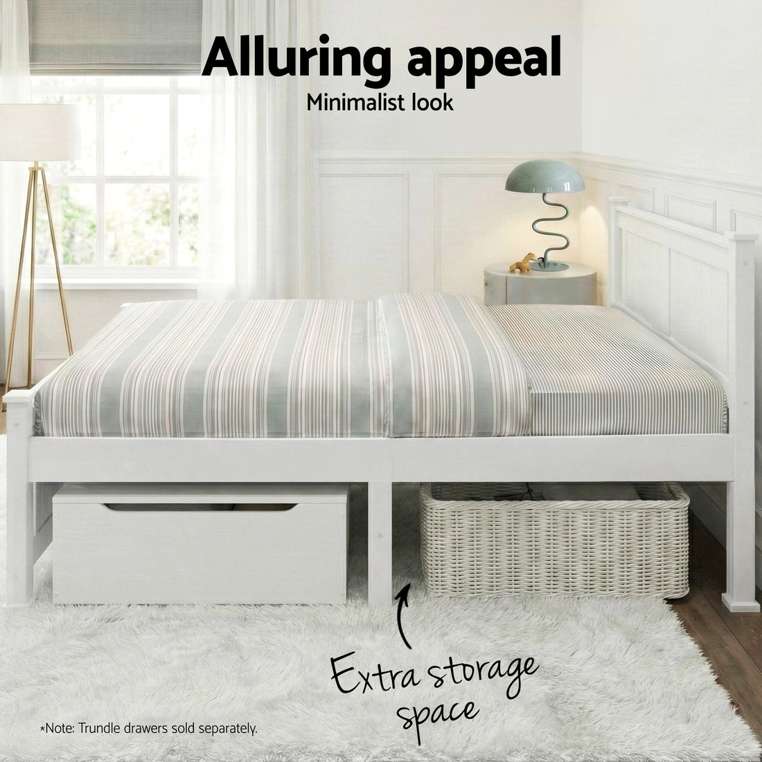 Comforstation Double Wooden Bed Frame in White