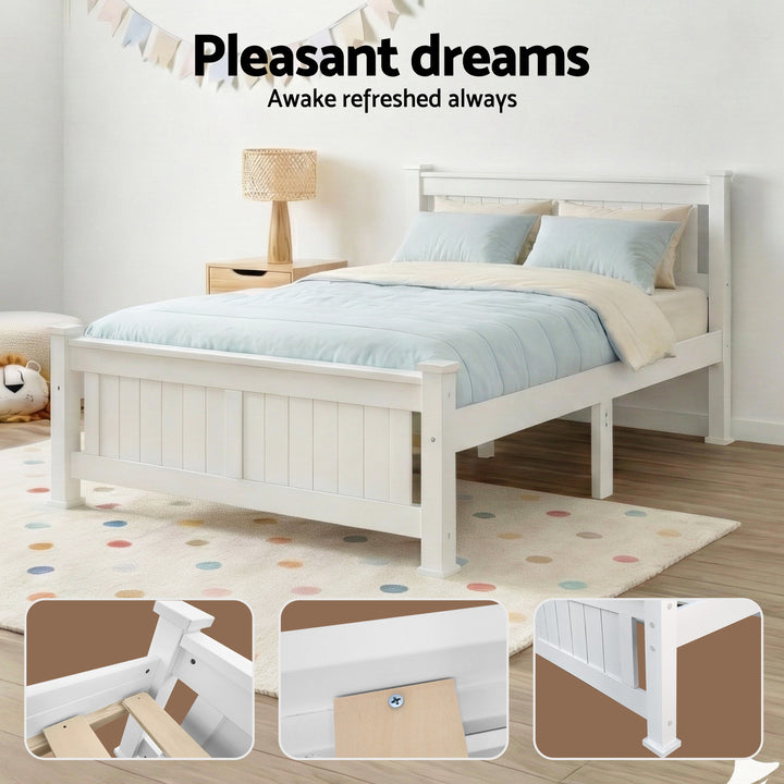 Comforstation Double Wooden Bed Frame in White