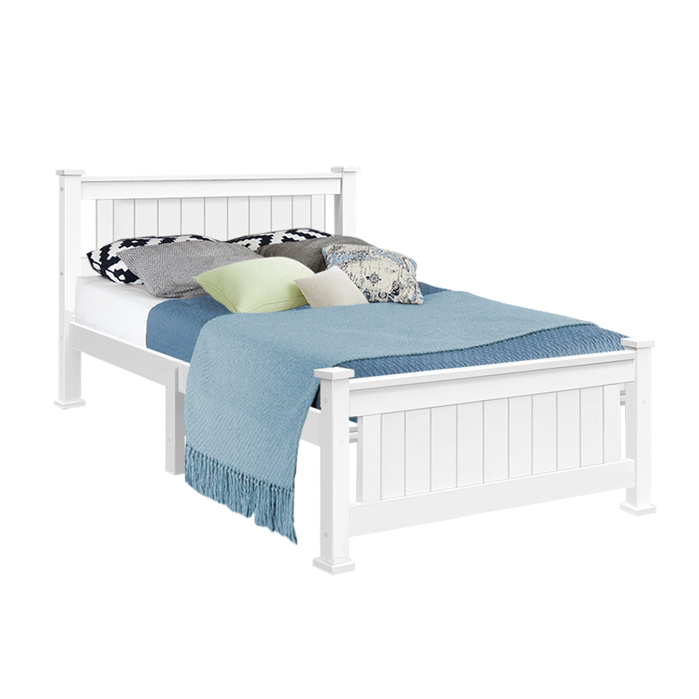 Comforstation King Single Wooden Bed Frame in White