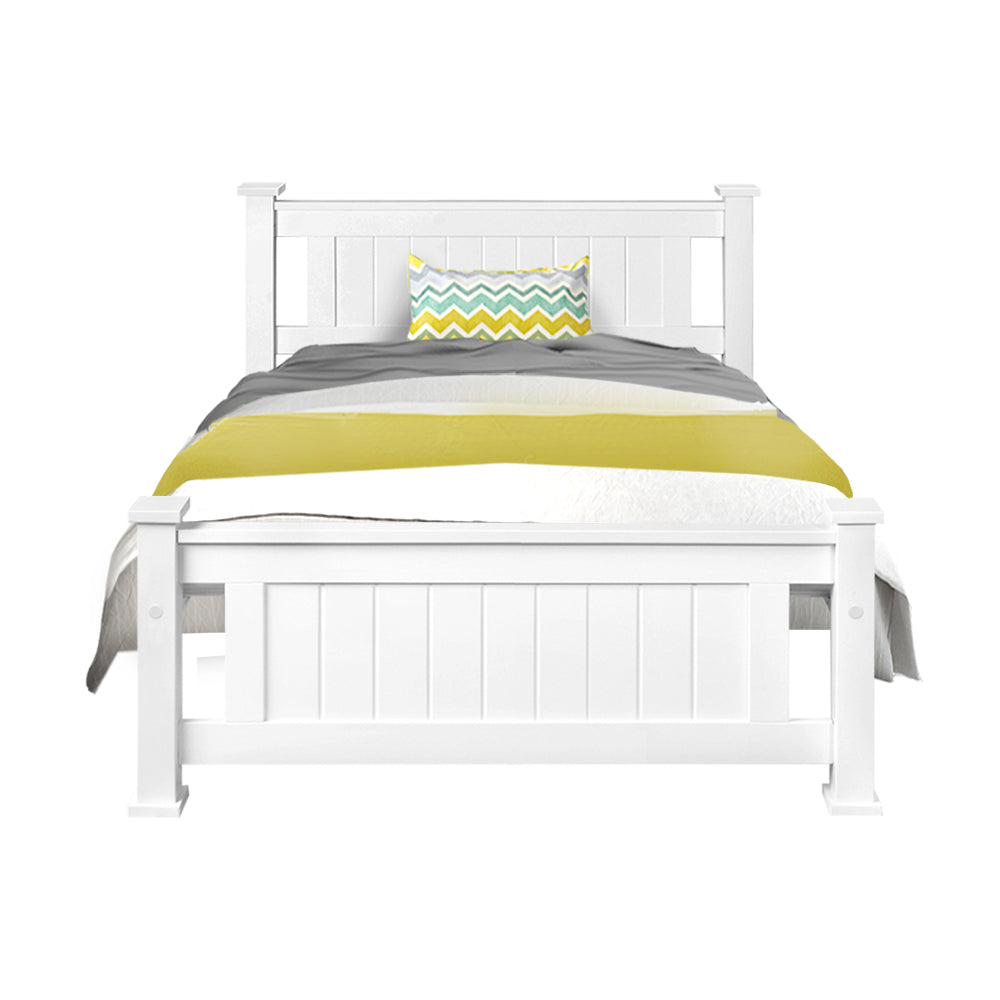Comforstation King Single Wooden Bed Frame in White