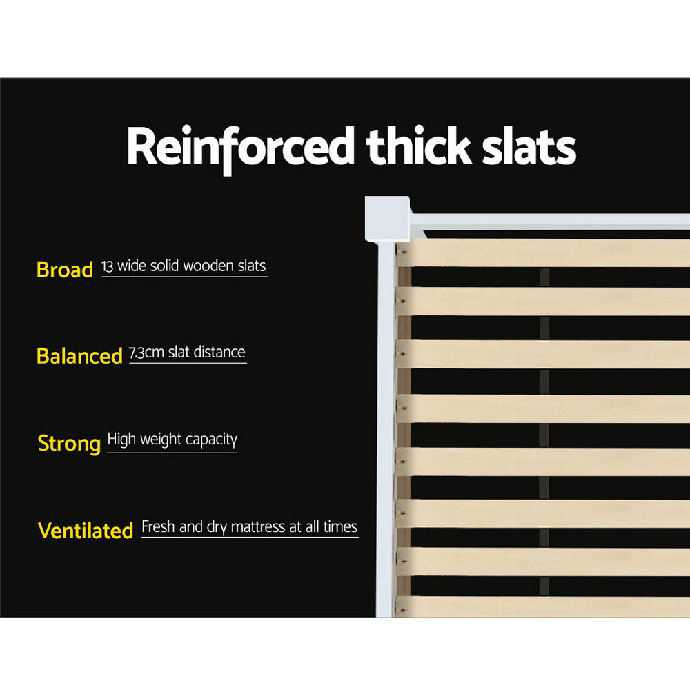 Comforstation King Single Wooden Bed Frame in White