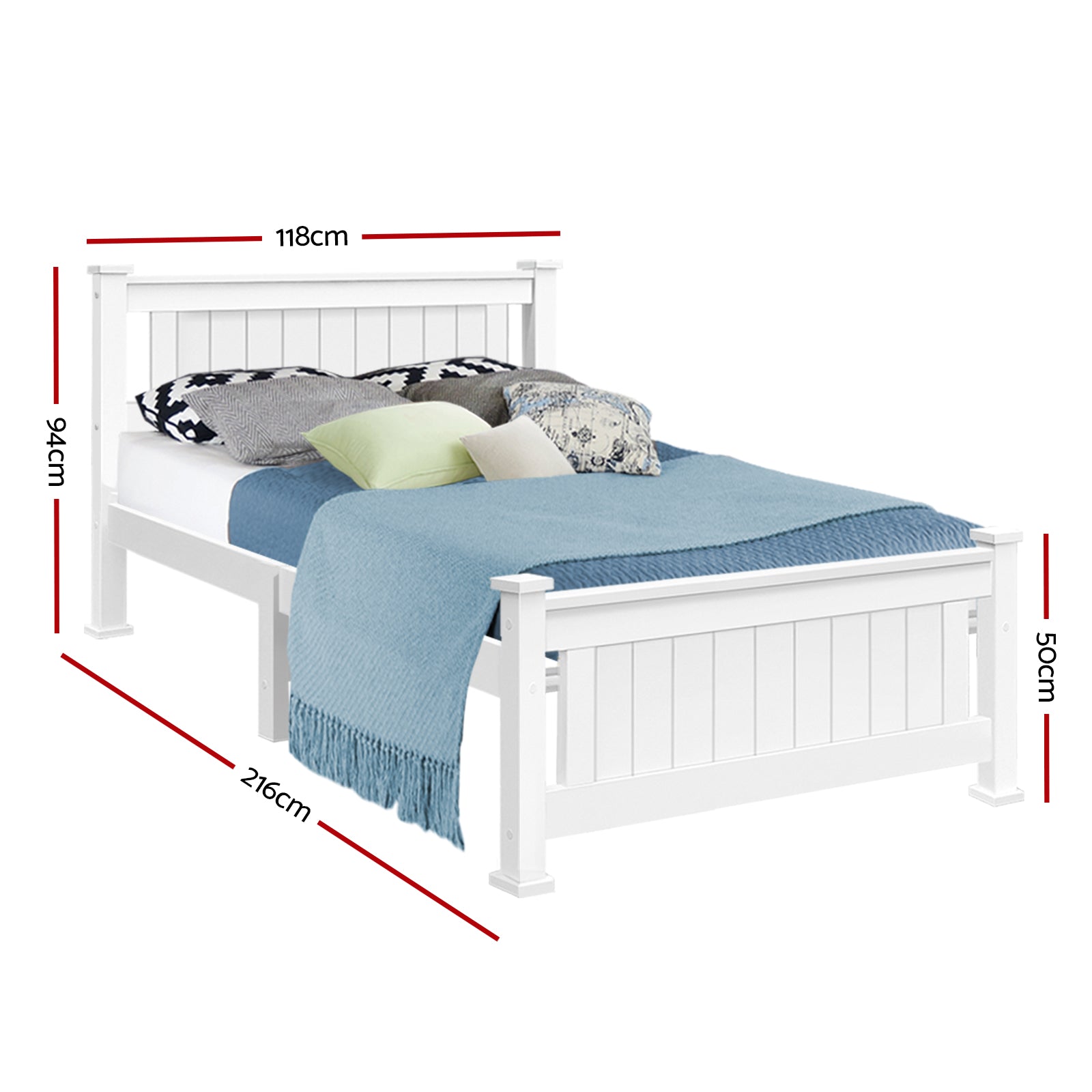 Comforstation King Single Wooden Bed Frame in White