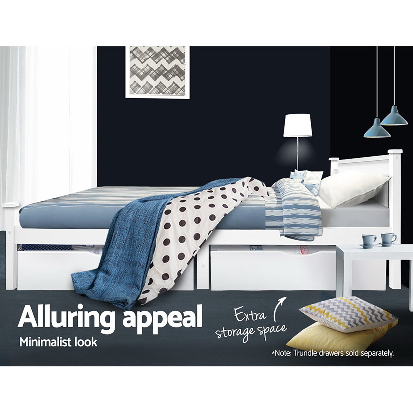 Comforstation King Single Wooden Bed Frame in White