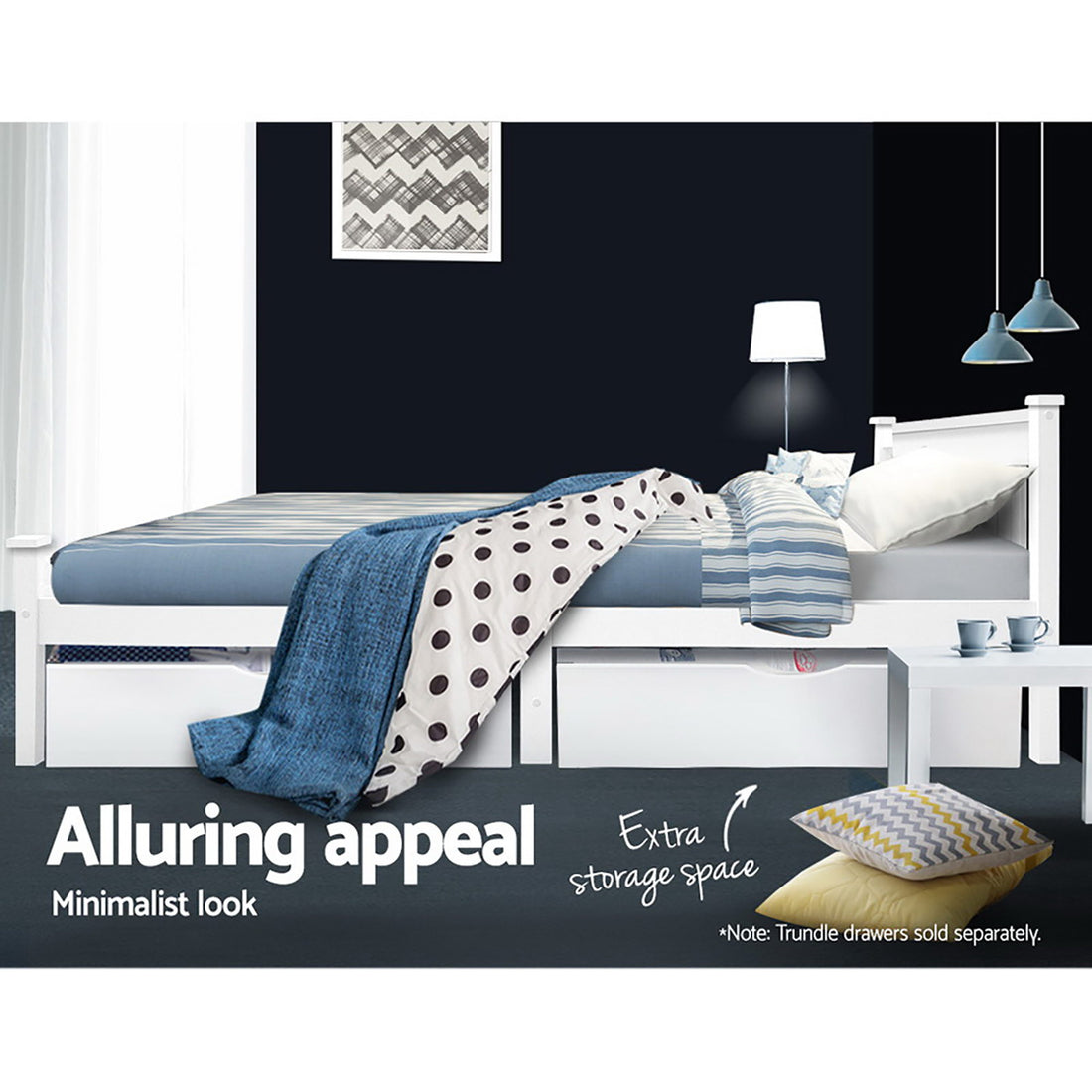 Comforstation King Single Wooden Bed Frame in White
