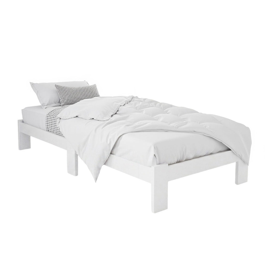 Comforstation Jade King Single Bed Frame - White Pine Wood