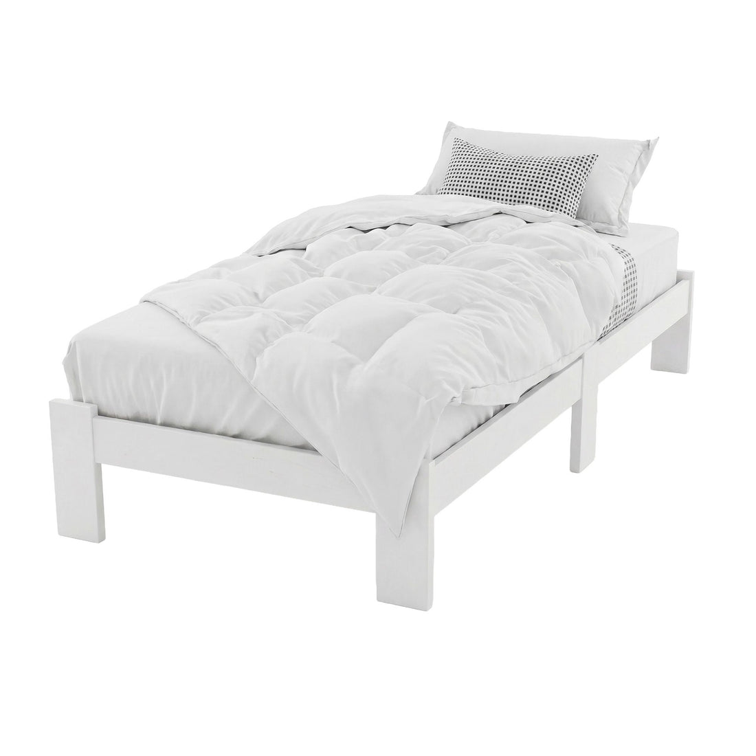 Comforstation Jade King Single Bed Frame - White Pine Wood