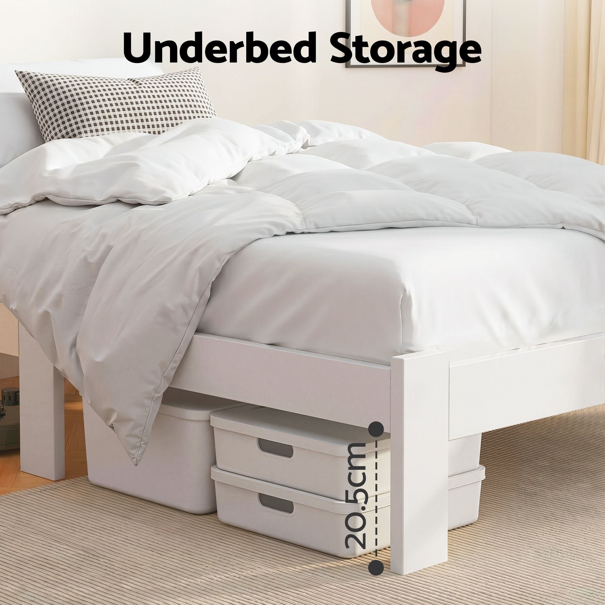 Comforstation Jade King Single Bed Frame - White Pine Wood