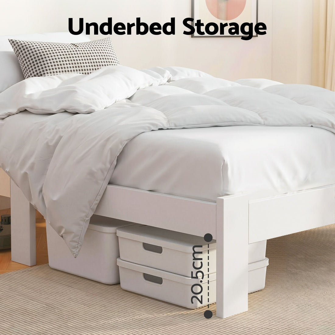 Comforstation Jade King Single Bed Frame - White Pine Wood