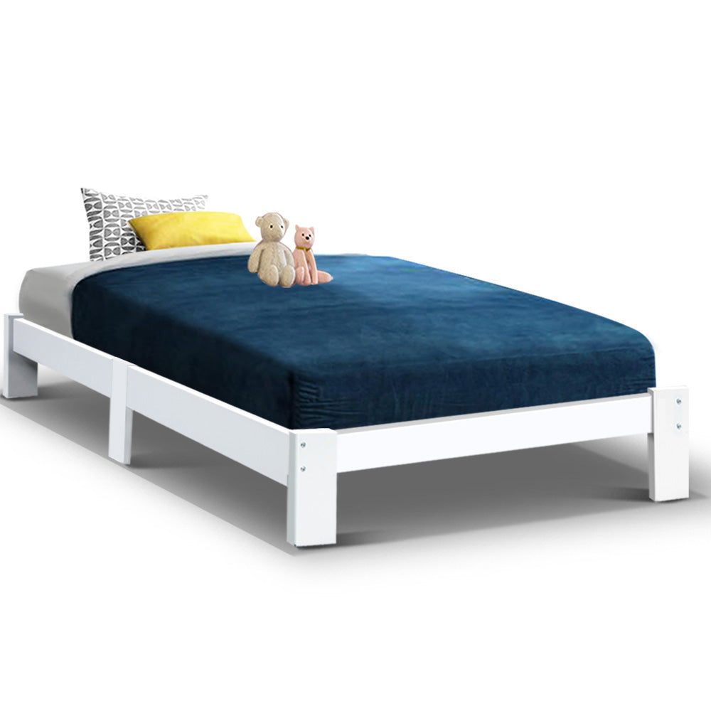 Comforstation Jade King Single Bed Frame - White Pine Wood