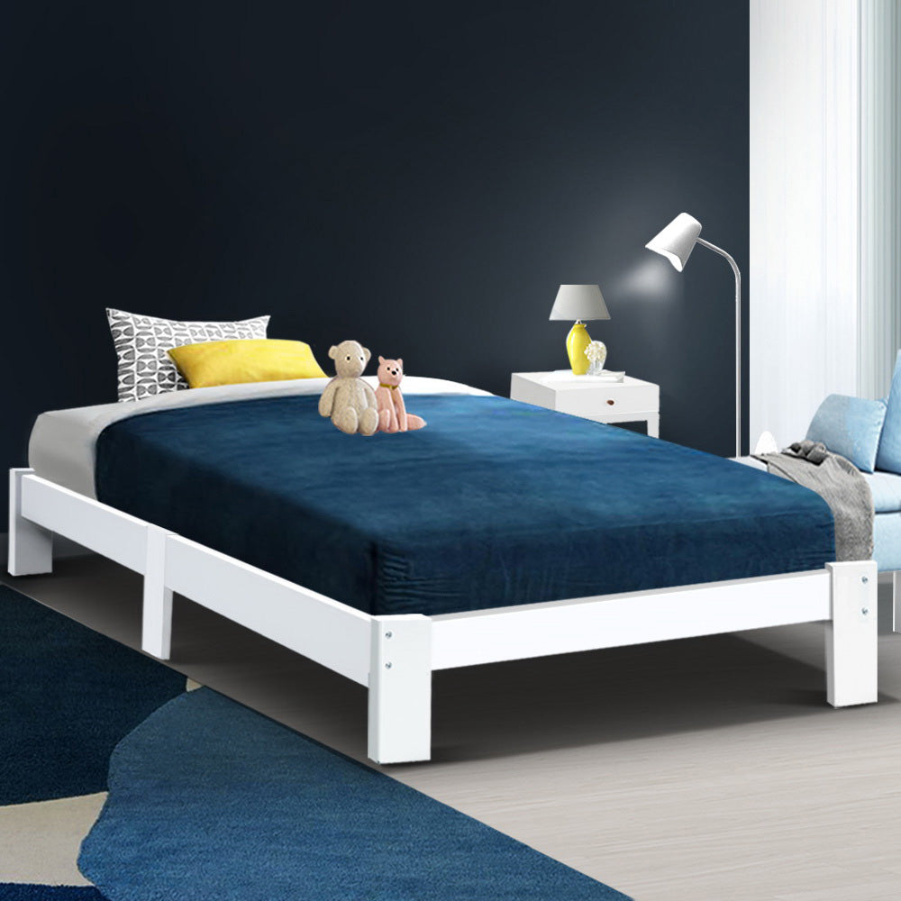 Comforstation Jade King Single Bed Frame - White Pine Wood