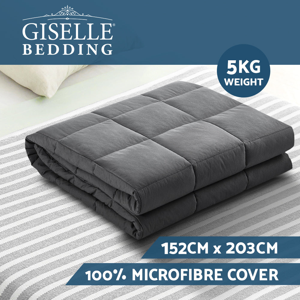 Wrigley Weighted Soft Blanket 5KG Heavy Gravity Microfibre Cover Calming Relax Anxiety Relief - Grey