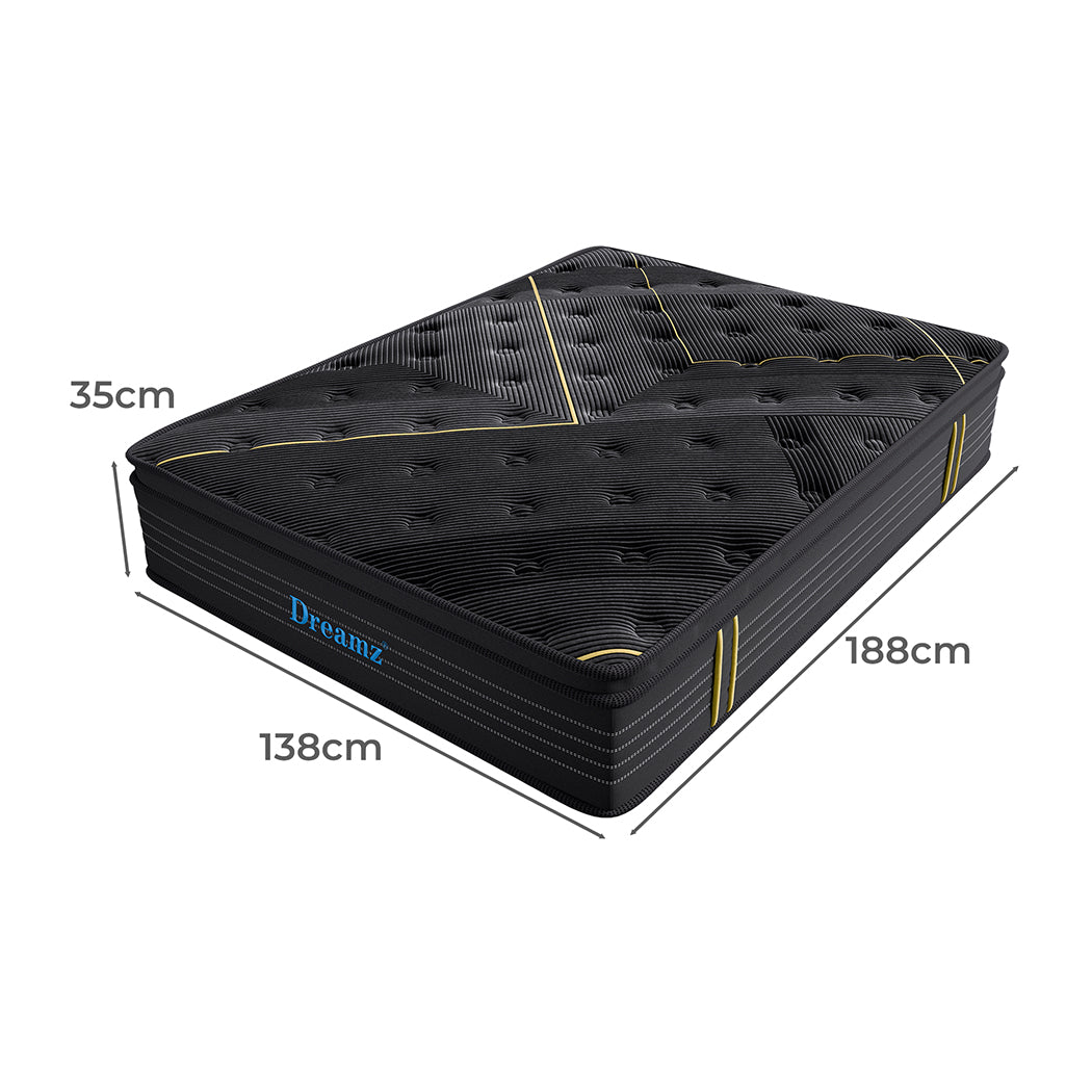 Nicola 35cm Spring Mattress Bamboo Euro Top Bed Pocket HD Egg Foam - Double