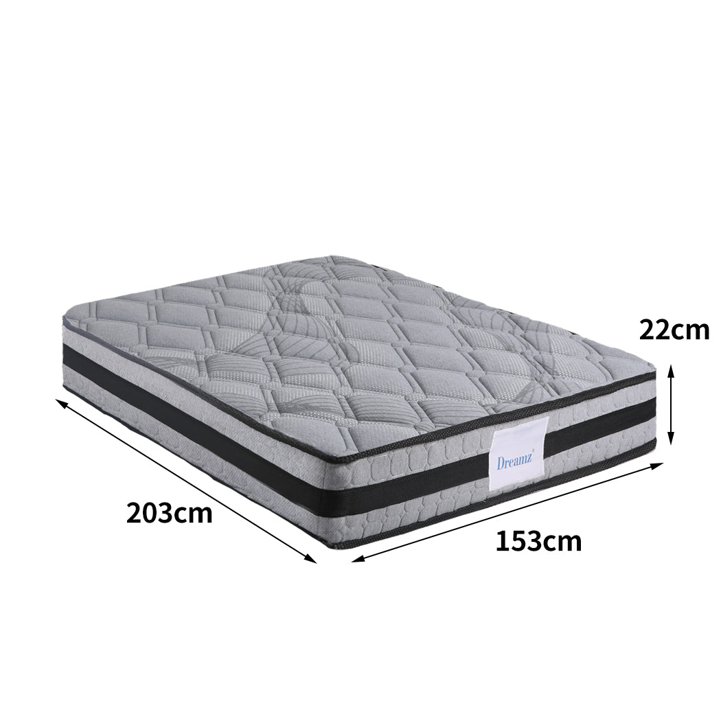 Charlotte 22cm Spring Foam Mattress Medium Firm Dark Grey - Queen