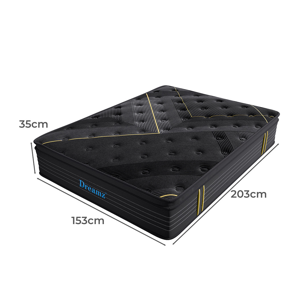 Nicola 35cm Spring Mattress Bamboo Euro Top Bed Pocket HD Egg Foam - Queen