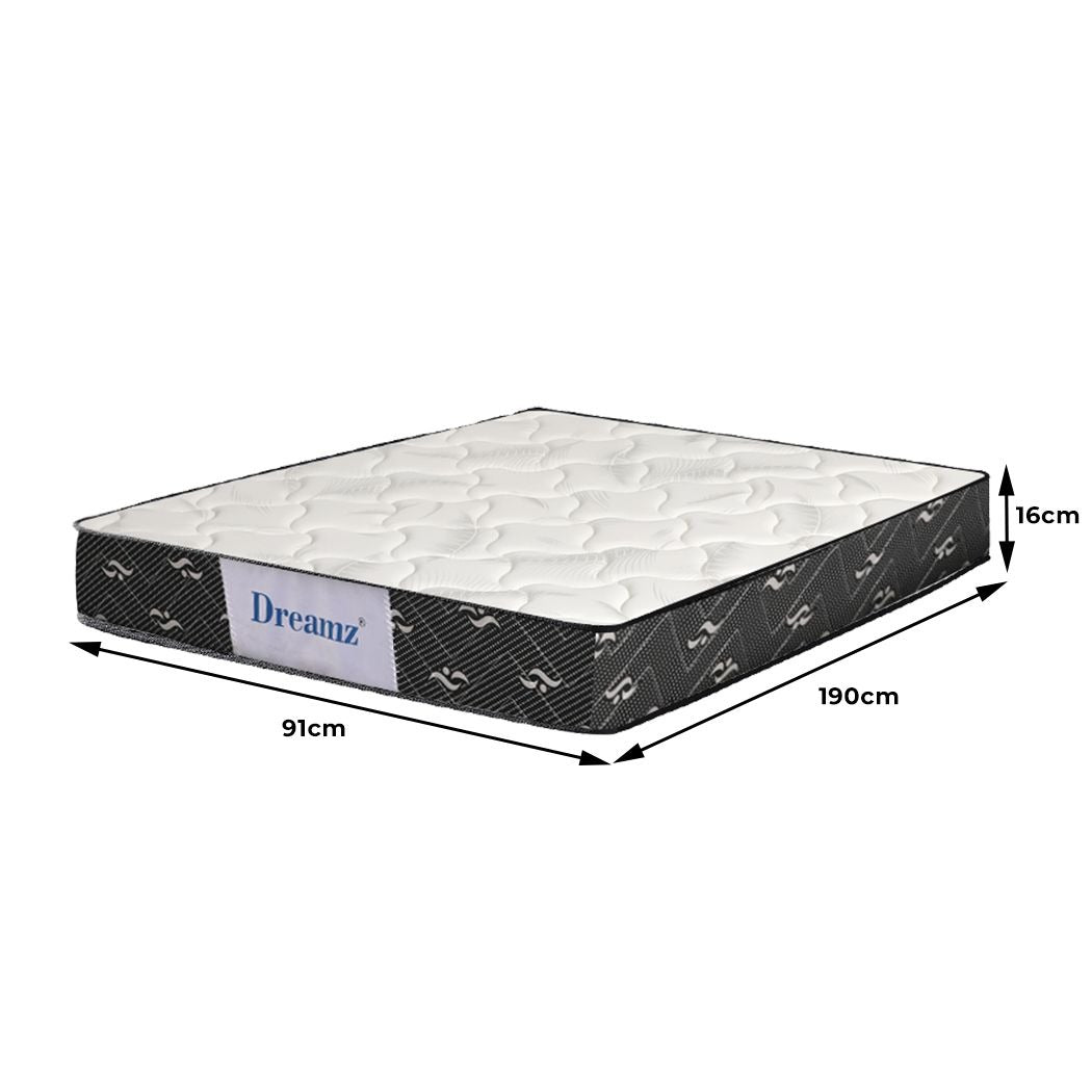 Provo 16cm Premium Top Spring Foam Medium Soft Mattress - Single
