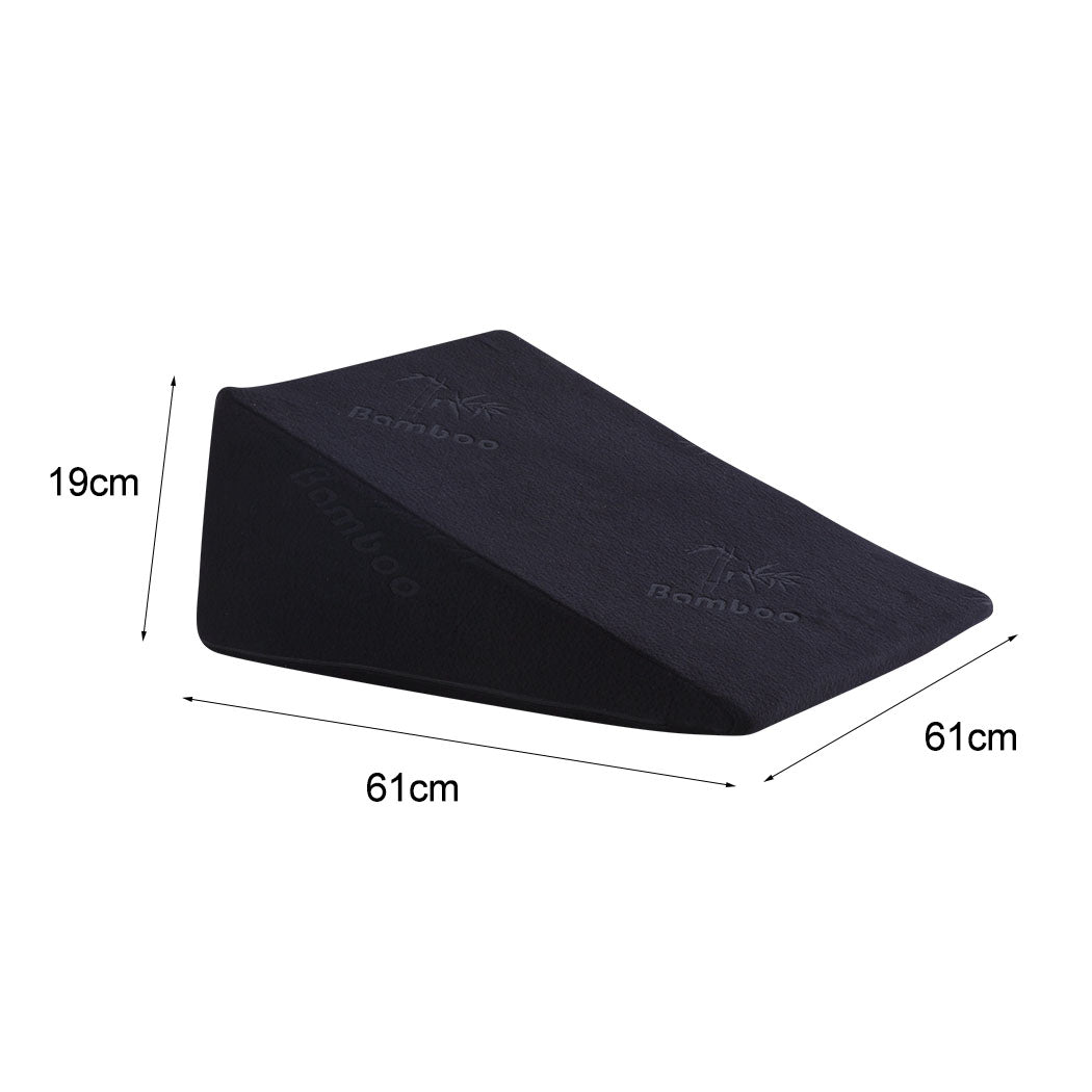 19cm Cool Gel Memory Foam Bed Wedge Pillow - Black