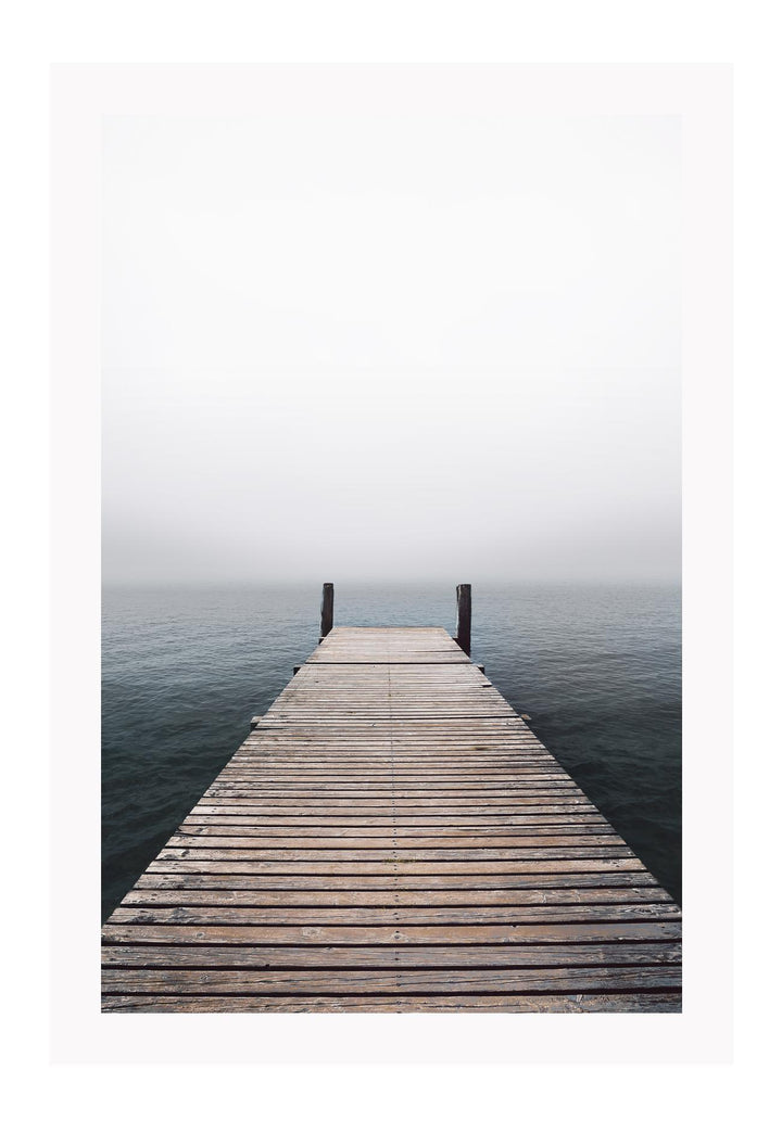 Wooden photography print portrait dock sea minimal abis texture with blue and neutral tones 
